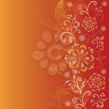 Abstract background with outline symbolical floral pattern. Eps10, contains transparencies. Vector