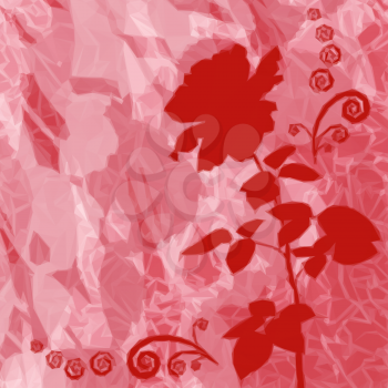 Holiday Floral Background with Flower Rose Silhouette and Abstract Low Poly Pattern. Vector