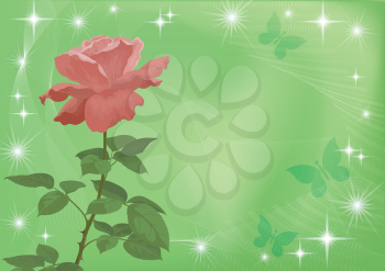Holiday background with flower rose and abstract pattern. Eps10, contains transparencies. Vector