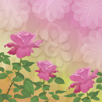 Holiday background with flower rose and abstract floral pattern. Eps10, contains transparencies. Vector