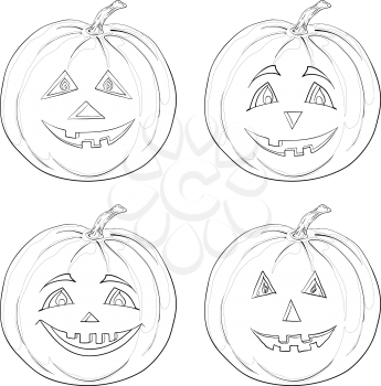 Vector, symbol of a holiday of Halloween: a pumpkins Jack O Lantern, monochrome contours