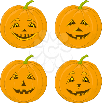 Vector, symbol of a holiday of Halloween: a pumpkin Jack O Lantern, isolated on white, set