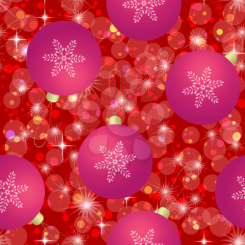 Christmas Seamless Red Tile Background for Holiday Design with Balls, Snowflakes and Stars. Eps10, Contains Transparencies. Vector