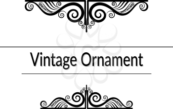 Vintage Ornament, Decorative Frame with Abstract Pattern, Black Contours Isolated on White Background. Vector