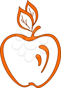 Orange apple, symbolical fruit, silhouette isolated on white background. Vector