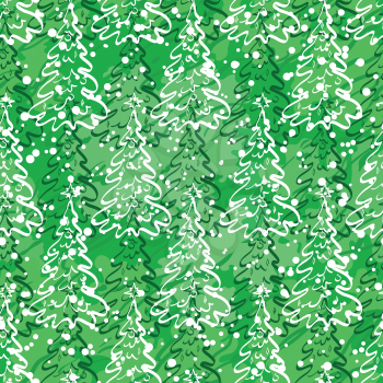 Seamless background for holiday design, Christmas trees and snow. Vector