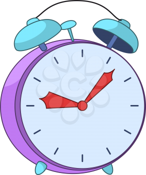 Old-fashioned mechanical alarm clock on white background. Vector