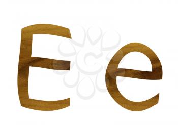 One letter from teak veneer alphabet: the letter E