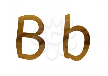 One letter from teak veneer alphabet: the letter B