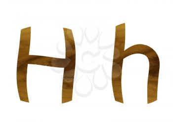 One letter from teak veneer alphabet: the letter H