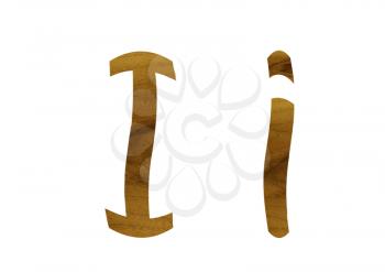 One letter from teak veneer alphabet: the letter I