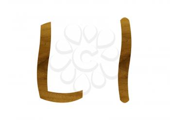 One letter from teak veneer alphabet: the letter L