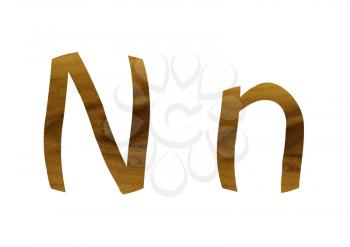 One letter from teak veneer alphabet: the letter N