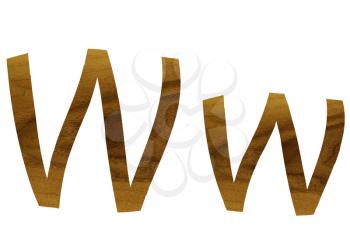 One letter from teak veneer alphabet: the letter W