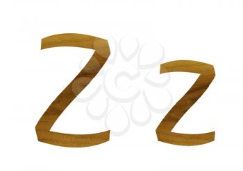 One letter from teak veneer alphabet: the letter Z