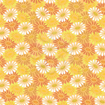 Seamless floral background, symbolical colorful chamomile flowers. Vector