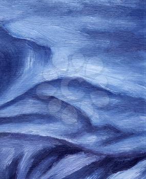 Picture, background of blue - violet cloth. Hand draw painting, oil paints on a canvas