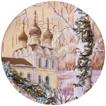 Picture, Russia, Church of Saint Dmitry in Uglich. Handmade, drawing distemper on a birch bark