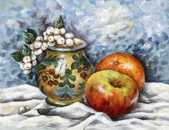 Picture oil paints on a canvas: fruit-vases-buckthorn