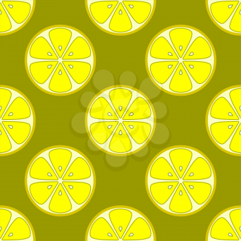 Seamless background, pattern from symbolical yellow lemons. Vector