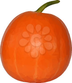 Ripe Fruit, Autumn Orange Pumpkin, the Symbol of Halloween Holiday, Low Poly, Isolated. Vector