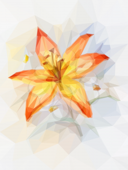 Floral Low Poly Polygonal Colorful Pattern with Lily. Vector