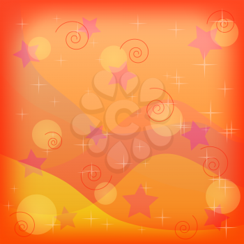 Abstract background: lines and stars on orange, vector eps10, contains transparencies