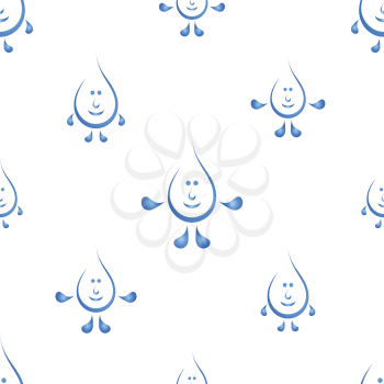 Abstract seamless background, blue cheerful drops of water. Vector