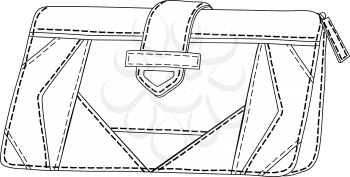 Mens stylish leather wallet for money, contours. Vector