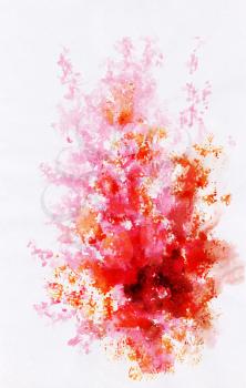 Abstract background, watercolor, beautiful hand painted on a paper. Pink, red, orange, violet, yellow