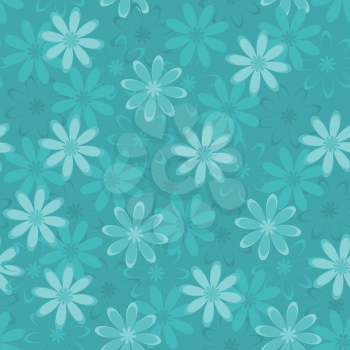 Seamless floral background, symbolical silhouettes and contours flowers. Vector