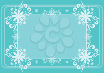 Abstract Floral Background with Flowers Silhouettes and Frame. Vector