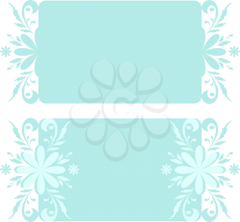Abstract backgrounds, banners, plates with white and blue Christmas holiday floral pattern. Vector