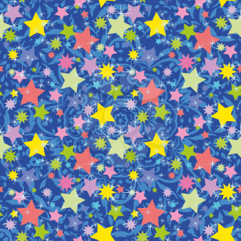 Seamless Abstract Background, Pattern of Colorful Stars. Vector
