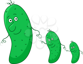 Family of cucumbers, vector, the parent and two children