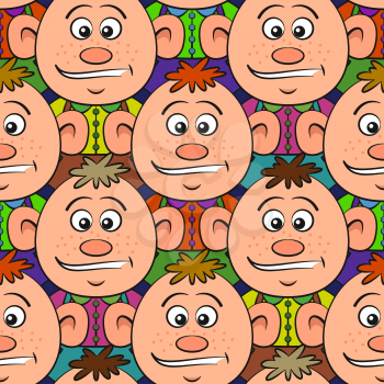 Seamless Pattern, a Crowd of Guys, Cartoon Characters, Tile Background. Vector