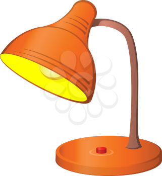 Table retro electric lamp with a shone bulb, vector