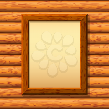Vector empty wooden frameworks on a timbered wall. For your images or text