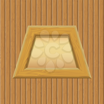 Wooden Frame with Empty Paper on a Wall. Vector