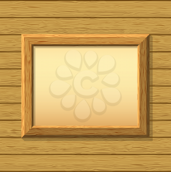 Vector empty wooden frameworks on a board wall. For your images or text