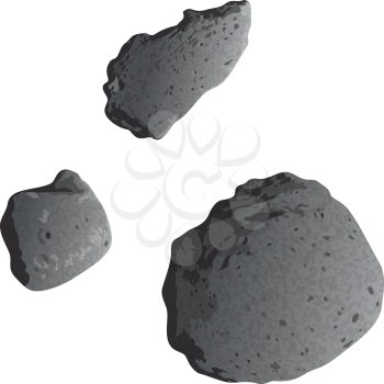 Realistic stone asteroids isolated on white background - asteroid Gaspra and ex asteroids, moons of Mars - Phobos and Deimos. Elements of this image furnished by NASA (http://solarsystem.nasa.gov). Ep