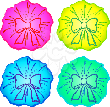 Bow, abstract holiday decorative pattern, set multi-coloured. Vector eps10, contains transparencies
