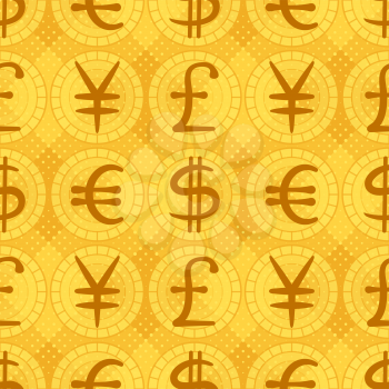 Abstract Seamless Background With Currency Signs, Dollar, Euro, Pound, Yen. Vector Eps10, Contains Transparencies
