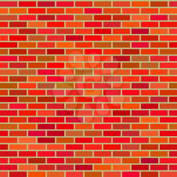 Brick Red and Orange Wall Background. Seamless Abstract Texture for Design. Vector