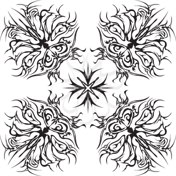 Abstract graphic black and white contour pattern. Vector