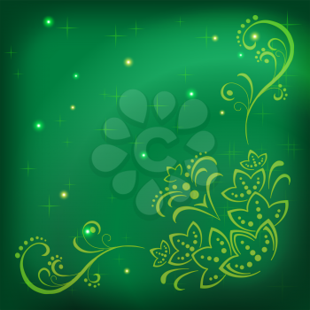 Abstract floral art green background, pattern design, eps10, contains transparencies. Vector