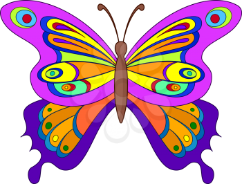 Colorful butterfly with opened various wings. Vector