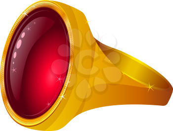 Gold ring with red gemJewelry, precious gold ring with gem, ruby, eps10, contains transparencies. Vector
