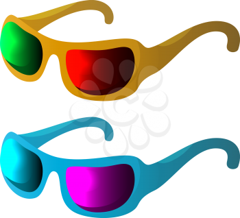Summer sun-protection sunglasses with multi-coloured glasses, vector eps10, contains transparencies