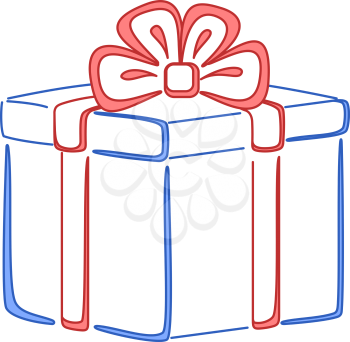 Gift box, holiday symbol pictogram, square, isolated